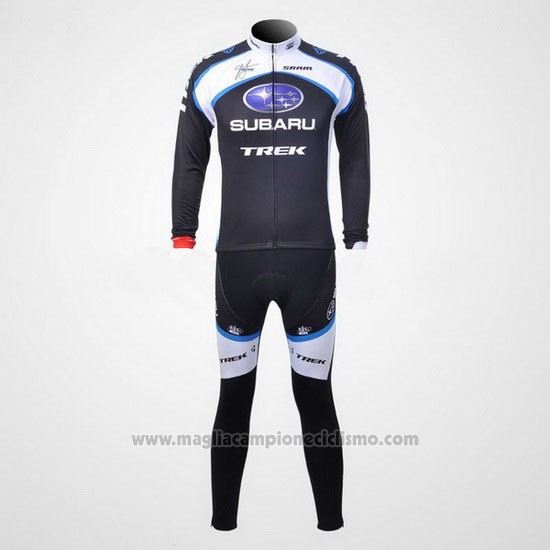 2011 Abbigliamento Ciclismo Subaru Bianco e Nero Manica Lunga e Salopette