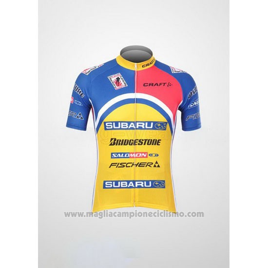 2011 Abbigliamento Ciclismo Subaru Celeste e Giallo Manica Corta e Salopette