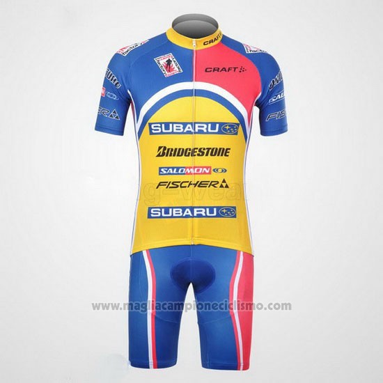 2011 Abbigliamento Ciclismo Subaru Celeste e Giallo Manica Corta e Salopette