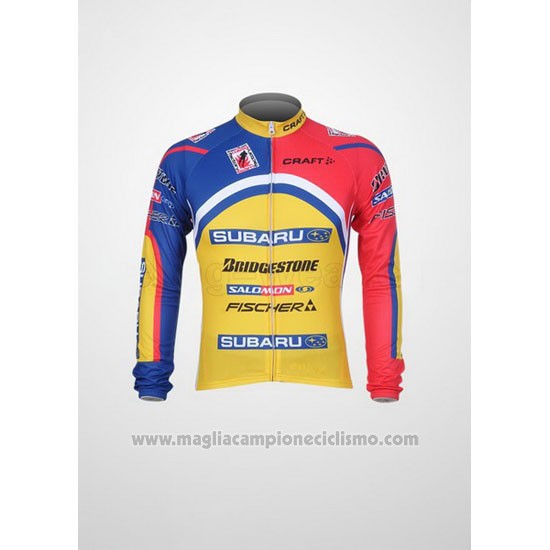 2011 Abbigliamento Ciclismo Subaru Celeste e Giallo Manica Lunga e Salopette
