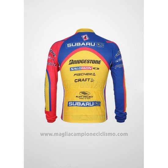 2011 Abbigliamento Ciclismo Subaru Celeste e Giallo Manica Lunga e Salopette