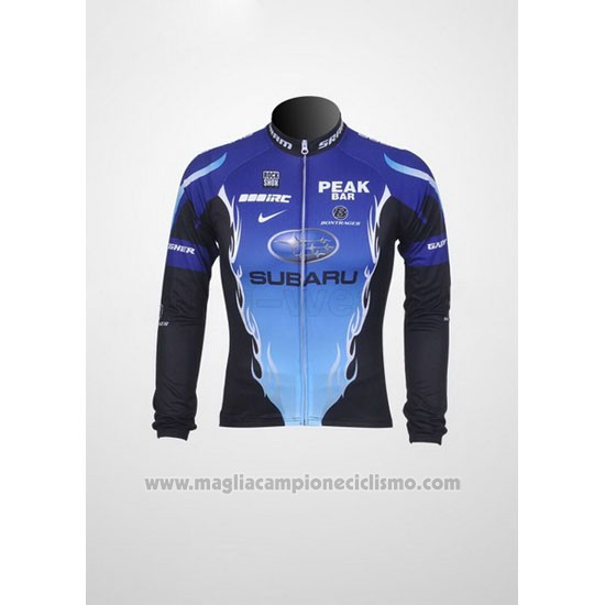 2011 Abbigliamento Ciclismo Subaru Celeste e Nero Manica Lunga e Salopette Pantaloni