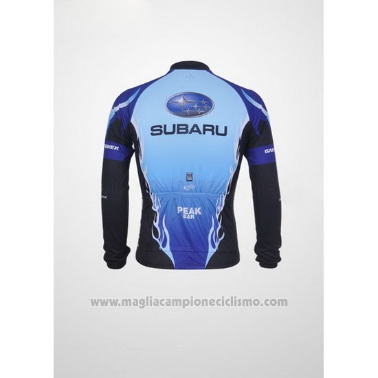 2011 Abbigliamento Ciclismo Subaru Celeste e Nero Manica Lunga e Salopette Pantaloni