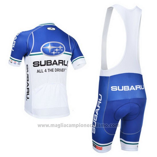 2013 Abbigliamento Ciclismo Subaru Bianco e Celeste Manica Corta e Salopette