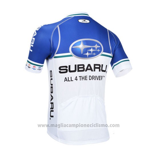 2013 Abbigliamento Ciclismo Subaru Bianco e Celeste Manica Corta e Salopette