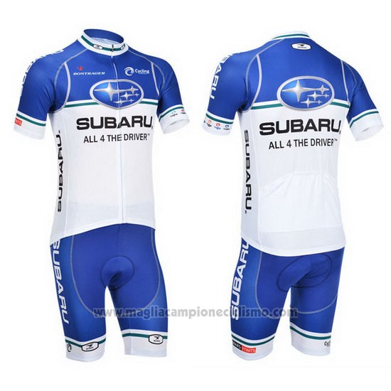 2013 Abbigliamento Ciclismo Subaru Bianco e Celeste Manica Corta e Salopette