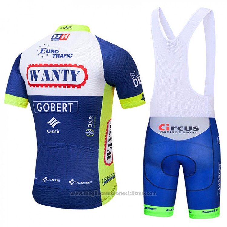 2018 Abbigliamento Ciclismo Wanty Blu e Bianco Manica Corta Salopette