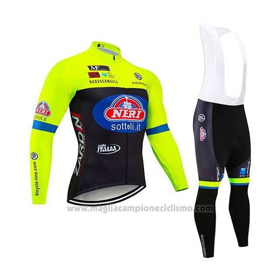 2020 Abbigliamento Ciclismo Wieiev Verde Nero Manica Lunga e Salopette