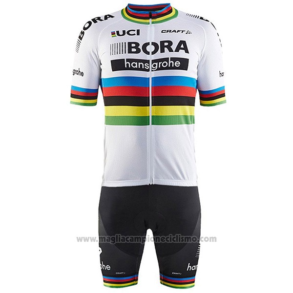 2017 Abbigliamento Ciclismo UCI Mondo Campione Bora Bianco Manica Corta e Salopette