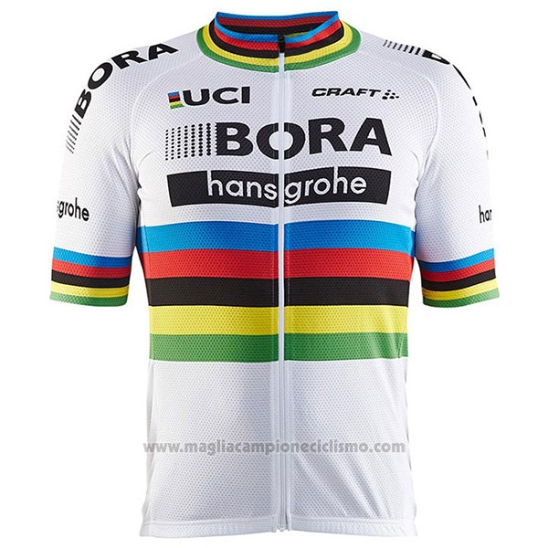 2017 Abbigliamento Ciclismo UCI Mondo Campione Bora Bianco Manica Corta e Salopette
