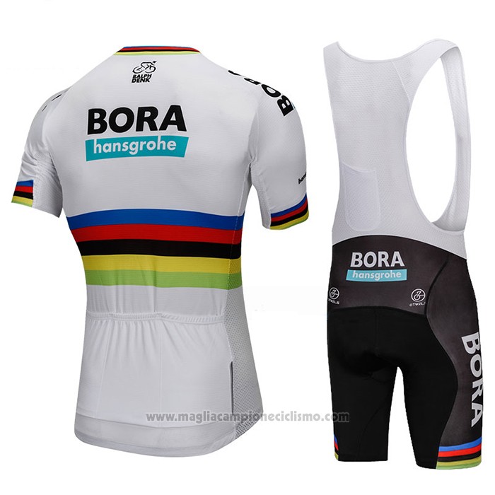 2018 Abbigliamento Ciclismo UCI Mondo Campione Bora Bianco Manica Corta e Salopette