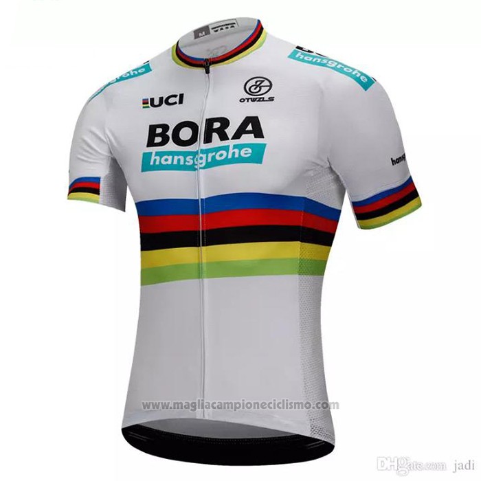 2018 Abbigliamento Ciclismo UCI Mondo Campione Bora Bianco Manica Corta e Salopette
