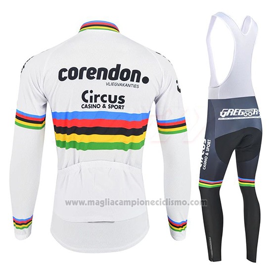 2019 Abbigliamento Ciclismo UCI Mondo Campione Corendon Circus Manica Lunga e Salopette