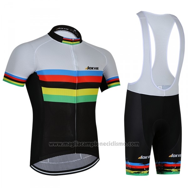 2018 Abbigliamento Ciclismo UCI Mondo Campione Jokvie Manica Corta e Salopette