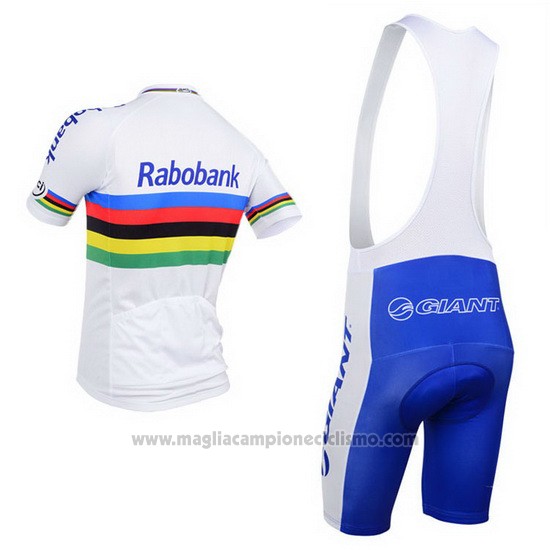 2013 Abbigliamento Ciclismo UCI Mondo Campione Lider Rabobank Bianco Manica Corta e Salopette