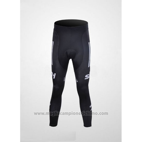 2012 Abbigliamento Ciclismo Sky UCI Mondo Campione Nero e Bianco Manica Lunga e Salopette