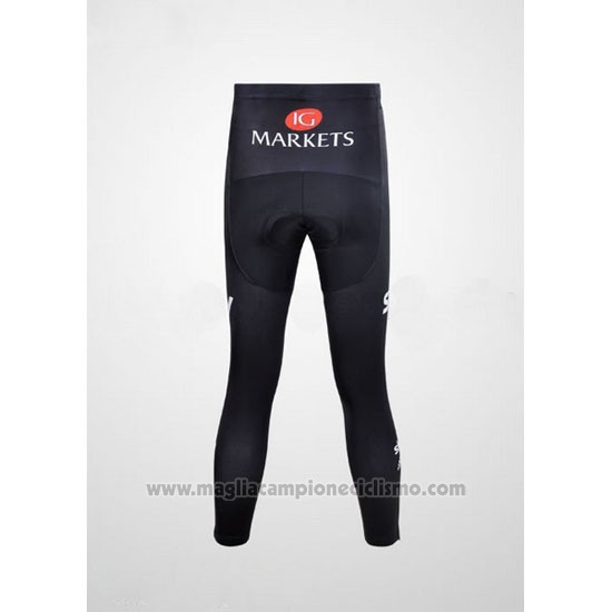 2012 Abbigliamento Ciclismo Sky UCI Mondo Campione Nero e Bianco Manica Lunga e Salopette