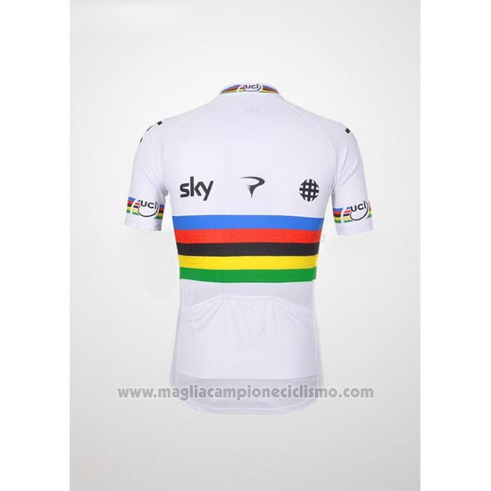 2012 Abbigliamento Ciclismo Sky UCI Mondo Campione Rosso e Bianco Manica Corta e Salopette