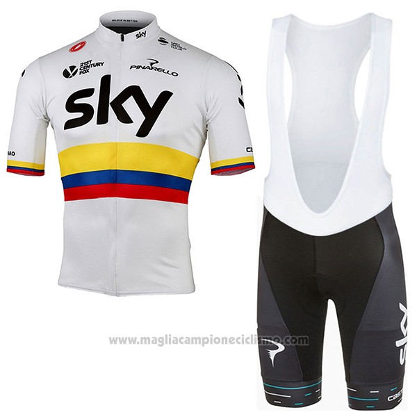 2017 Abbigliamento Ciclismo Sky UCI Mondo Campione Manica Manica Corta e Salopette