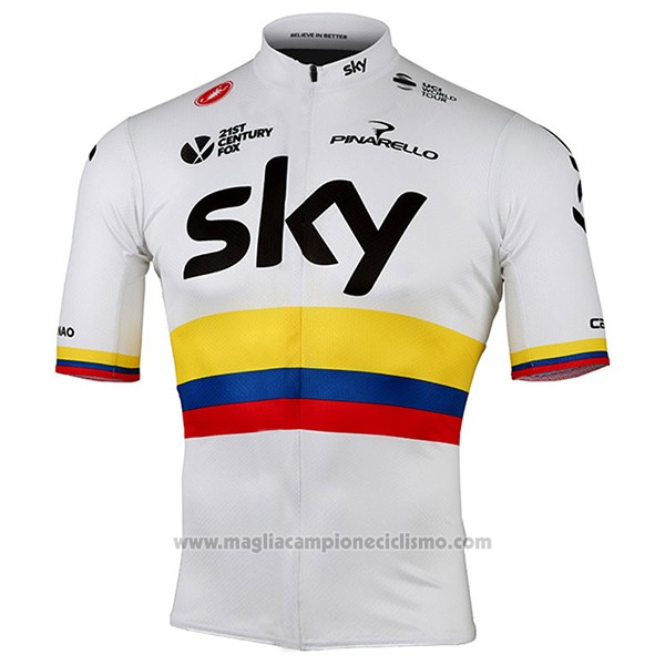 2017 Abbigliamento Ciclismo Sky UCI Mondo Campione Manica Manica Corta e Salopette