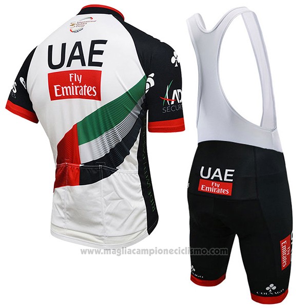 2017 Abbigliamento Ciclismo UCI Mondo Campione UAE Bianco Manica Corta e Salopette