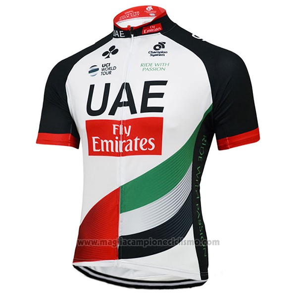 2017 Abbigliamento Ciclismo UCI Mondo Campione UAE Bianco Manica Corta e Salopette