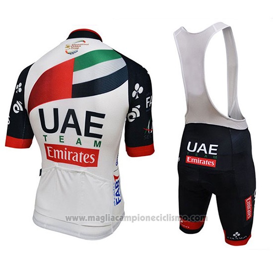 2018 Abbigliamento Ciclismo UCI Mondo Campione Leader UAE Bianco Manica Corta e Salopette