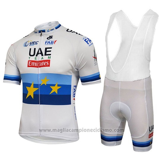 2018 Abbigliamento Ciclismo UCI Mondo Campione Leader UAE Lite Bianco Manica Corta e Salopette