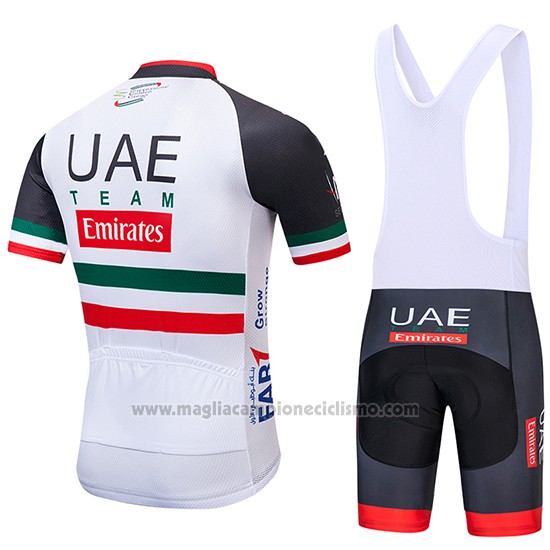 2019 Abbigliamento Ciclismo UCI Mondo Campione UAE Bianco Nero Rosso Manica Corta e Salopette