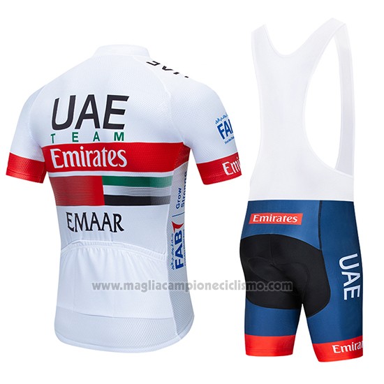 2019 Abbigliamento Ciclismo UCI Mondo Campione UAE Bianco Rosso Manica Corta e Salopette